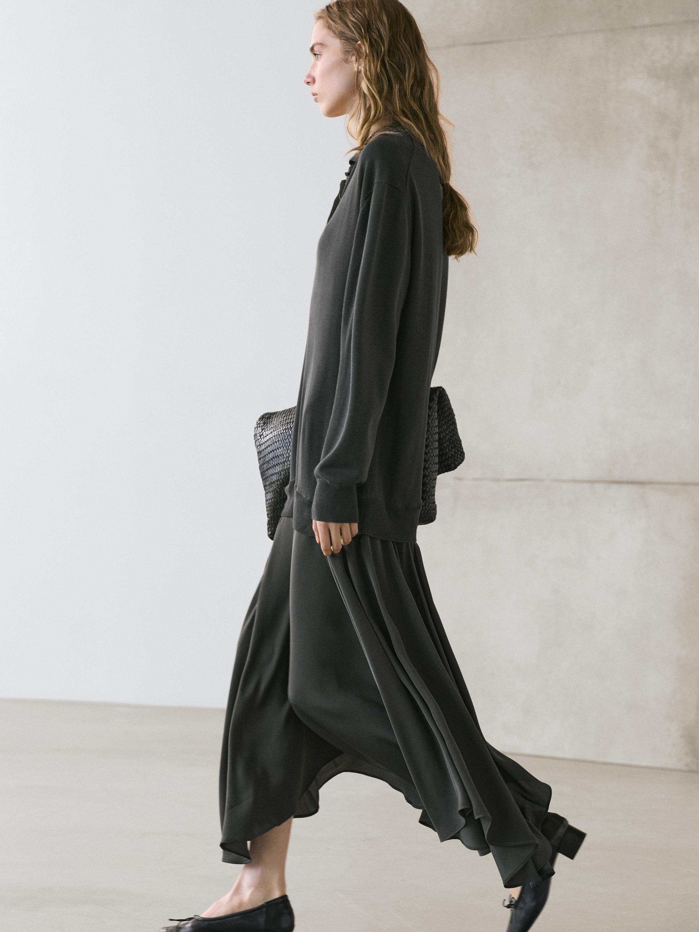 Contrast knit polo dress